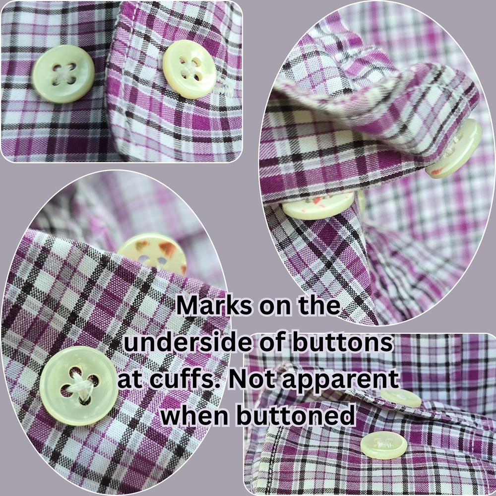 Façonnable Button-Down In Purple Small Check Plaid Extra Small - Picture 6 of 10